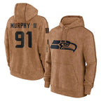 S.Seahawks #91 Byron Murphy II Player Brown Limited Salute to Service Pullover Hoodies Game Gdoa Stitched Jerseys