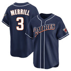 S.Diego Padres #3 Jackson Merrill Player Navy Cooperstown Collection Limited Home Fdoa Stitched Jerseys
