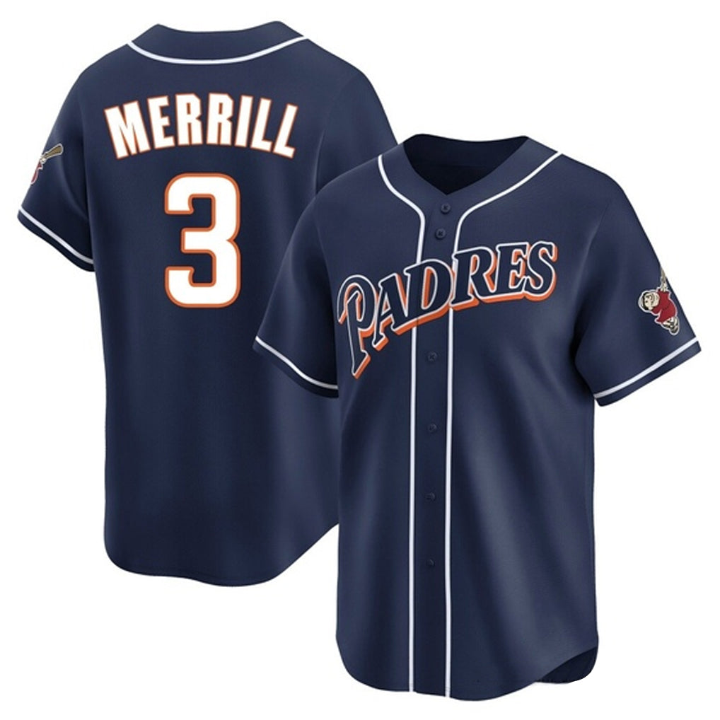 S.Diego Padres #3 Jackson Merrill Player Navy Cooperstown Collection Limited Home Fdoa Stitched Jerseys