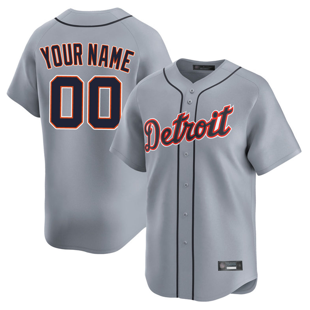 Custom D.Tigers Gray Limited Home Game Any Name & Number Gdoa Stitched Jerseys