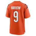 C.Bengals #9 Joe Burrow Player Orange Home Game Gdoa Stitched Jerseys
