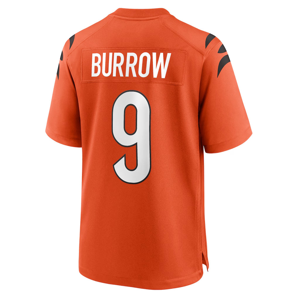 C.Bengals #9 Joe Burrow Player Orange Home Game Gdoa Stitched Jerseys