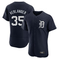 D.Tigers #35 Justin Verlander Player Navy Limited Elite Home Gdoa Stitched Jerseys