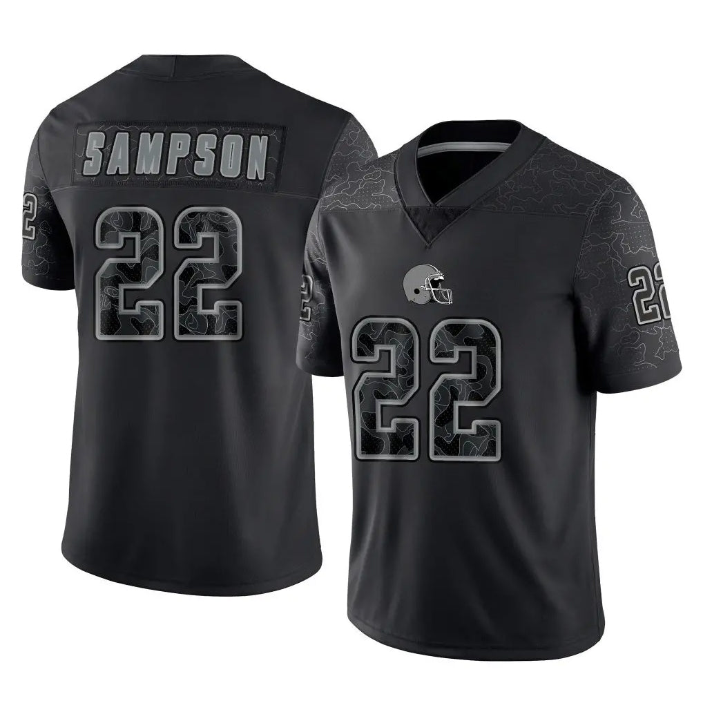 C.Browns #22 Dylan Sampson Player Black Reflective Home Game Gdoa Stitched Jerseys