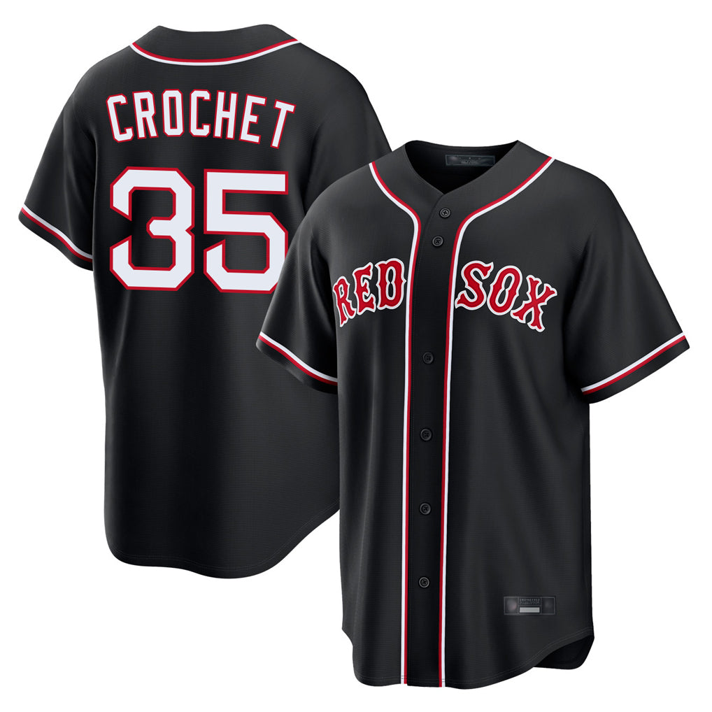 B.Red Sox #35 Garrett Crochet Player Black Out Home Game Gdoa Stitched Jerseys