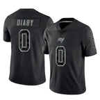 TB.Buccaneers #0 Yaya Diaby Player Black Reflective Limited Home Game Gdoa Stitched Jerseys