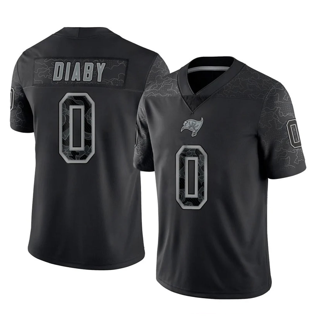 TB.Buccaneers #0 Yaya Diaby Player Black Reflective Limited Home Game Gdoa Stitched Jerseys
