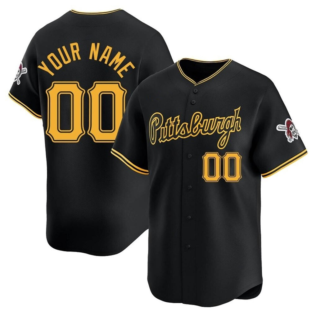 Custom P.Pirates Black Alt Home Limited Any Name & Number Gdoa Stitched Jerseys