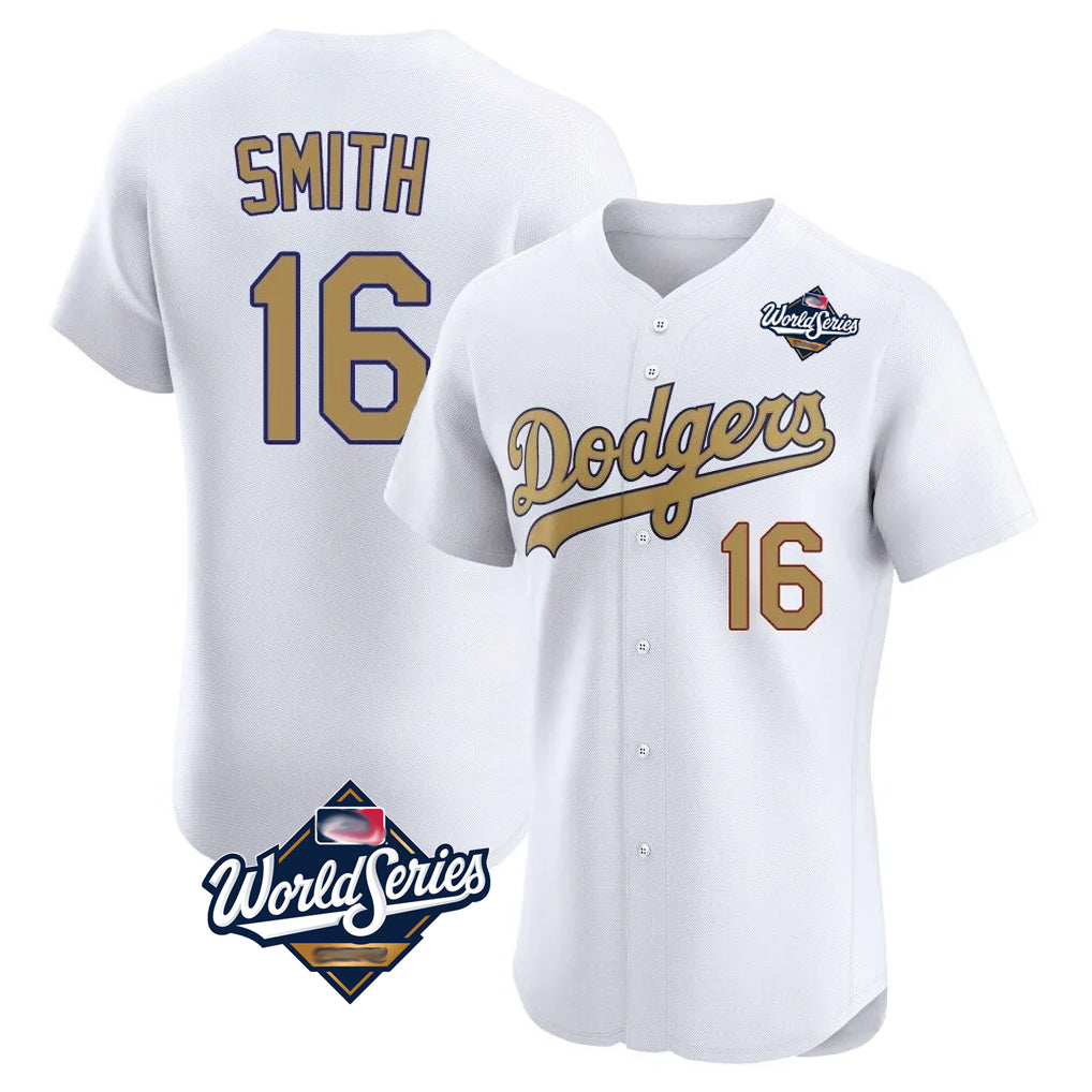 LA.Dodgers #16 Will Smith Player Gold World Series Limited Elite Home Fdoa Stitched Jerseys