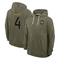 J.Jaguars #4 Jarrian Jones Player Olive Salute to Service Pullover Hoodies Limited Gdoa Stitched Jerseys