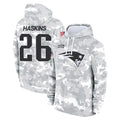 NE.Patriots #26 Hassan Haskins Player Arctic Camo Salute to Service Pullover Hoodies Limited Game Gdoa Stitched Jerseys