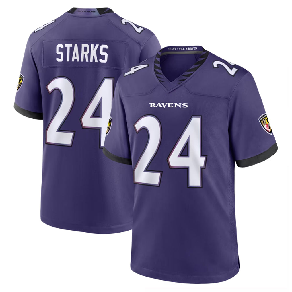B.Ravens #24 Malaki Starks Player Purple Limited Home Game Gdoa Stitched Jerseys