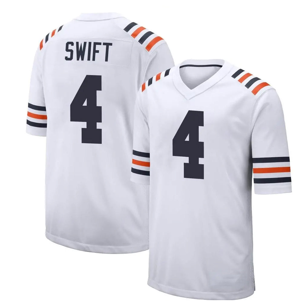 C.Bears #4 D'Andre Swift Player White Classic Home Game Gdoa Stitched Jerseys