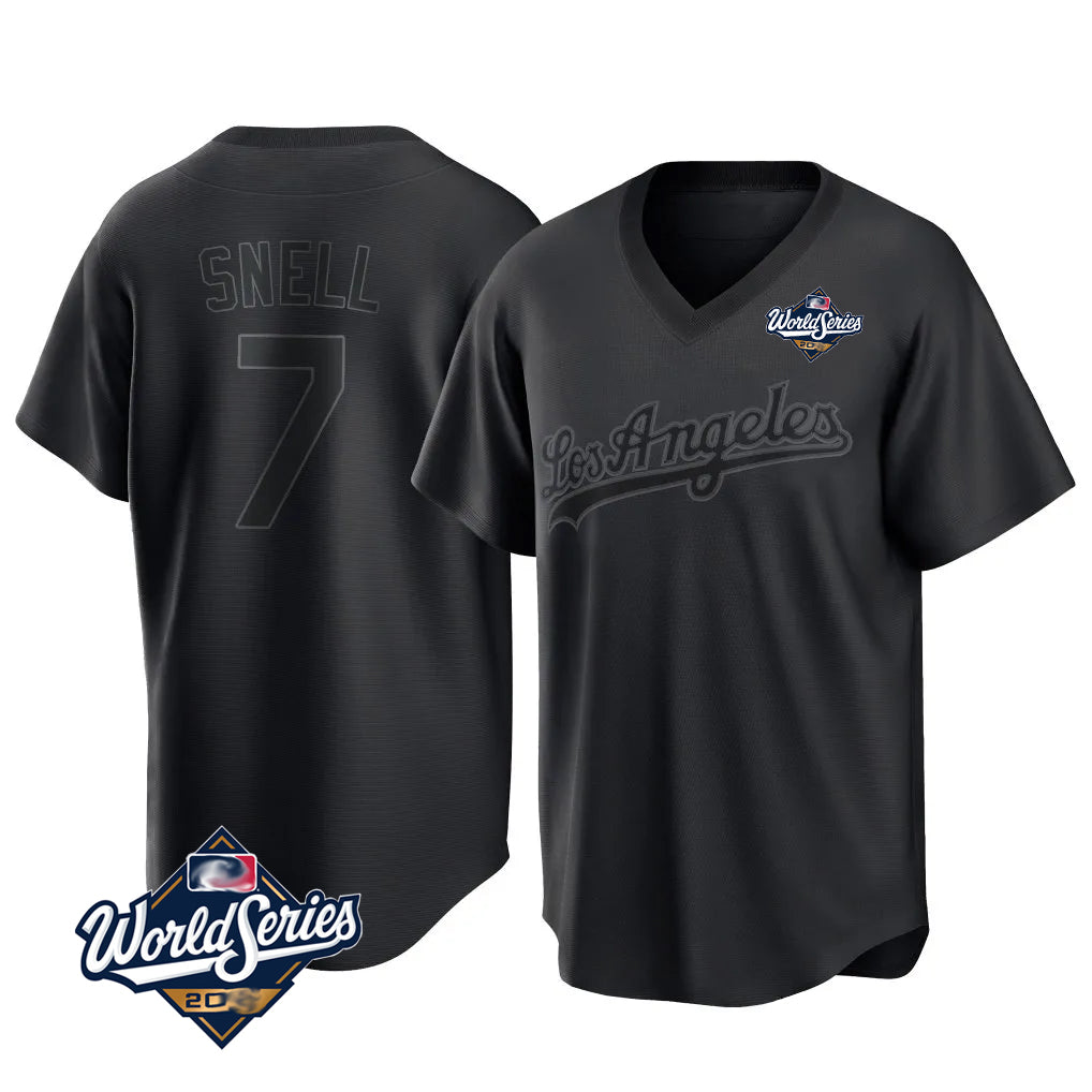 LA.Dodgers #7 Blake Snell Player Black Pitch Fashion World Series T-shirt Fdoa Stitched Jerseys