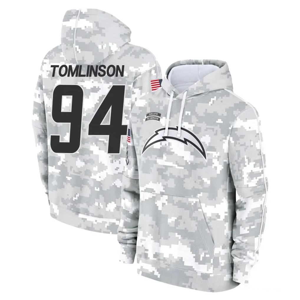 LA.Chargers #94 Dalvin Tomlinson Player Arctic Camo Salute to Service Hoodies Limited Game Gdoa Stitched Jerseys