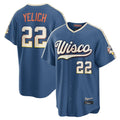 M.Brewers #22 Christian Yelich Player Blue 2026 City Connect Home Game Fdoa Stitched Jerseys