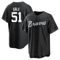 A.Braves #51 Chris Sale Player White&Black Replica Stitched Jerseys