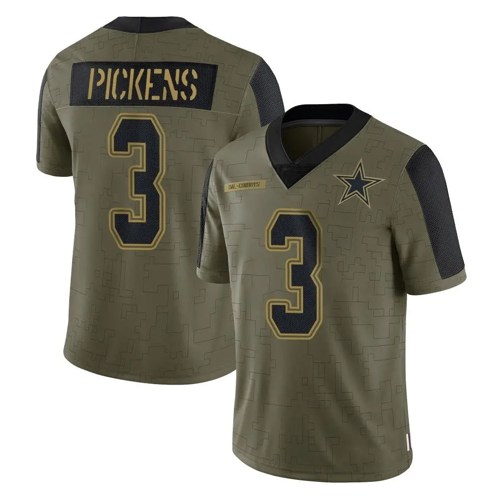 D.Cowboys #3 George Pickens Player Olive Salute to Service Limited Home Game Gdoa Stitched Jerseys