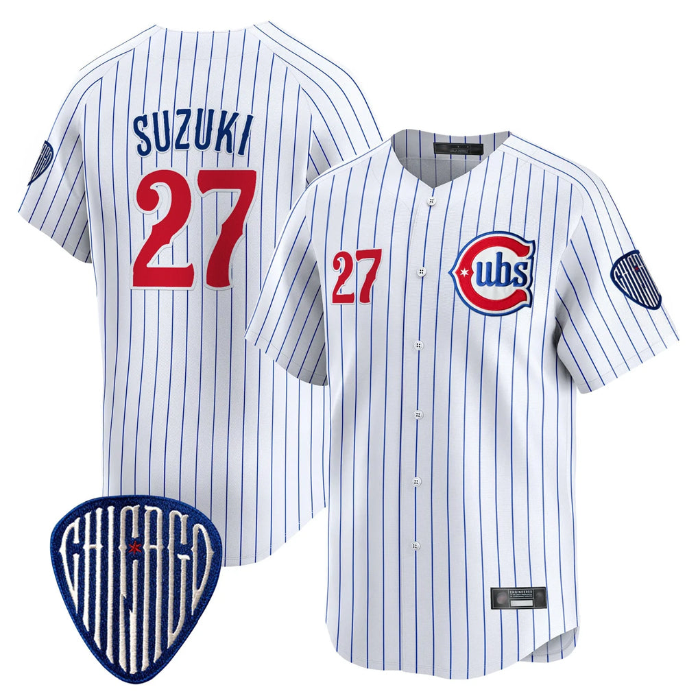 C.Cubs #27 Seiya Suzuki Player White Pinstripe Vapor Premier Limited Home Gdoa Stitched Jerseys