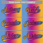 Custom Light Blue Purple-Pink-Yellow Gradient Fashion Authentic Baseball Jersey