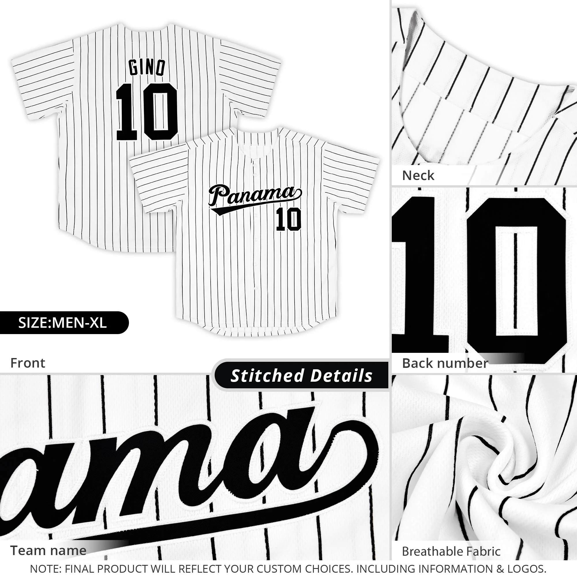 Custom White Black Stripe Fashion Authentic Baseball Jersey