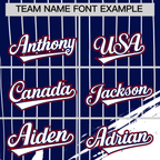 Custom Navy Baseball Jersey Graffiti Pattern Independence Day