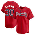 A.Braves #30 Drake Baldwin player Red Limited Alternate Stitched Jerseys