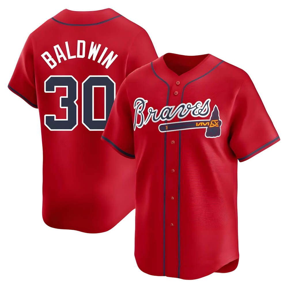 A.Braves #30 Drake Baldwin player Red Limited Alternate Stitched Jerseys