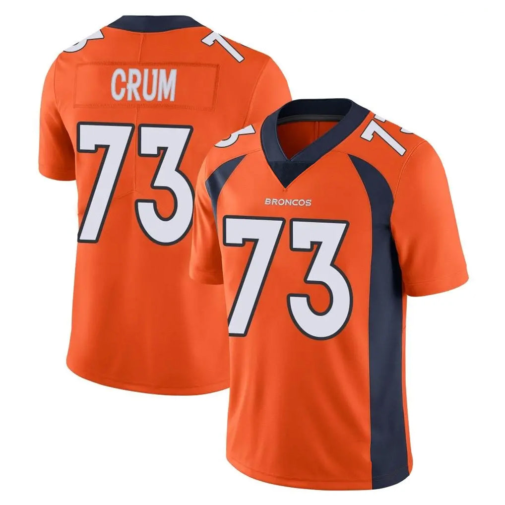 D.Broncos #73 Frank Crum Player Orange Color Vapor Untouchable Limited Game Gdoa Stitched Jerseys
