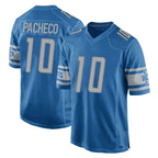 D.Lions #10 Isiah Pacheco Player Blue Home Game Gdoa Stitched Jerseys