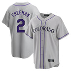 C.Rockies #2 Tyler Freeman Player Gray Game Home Gdoa Stitched Jerseys
