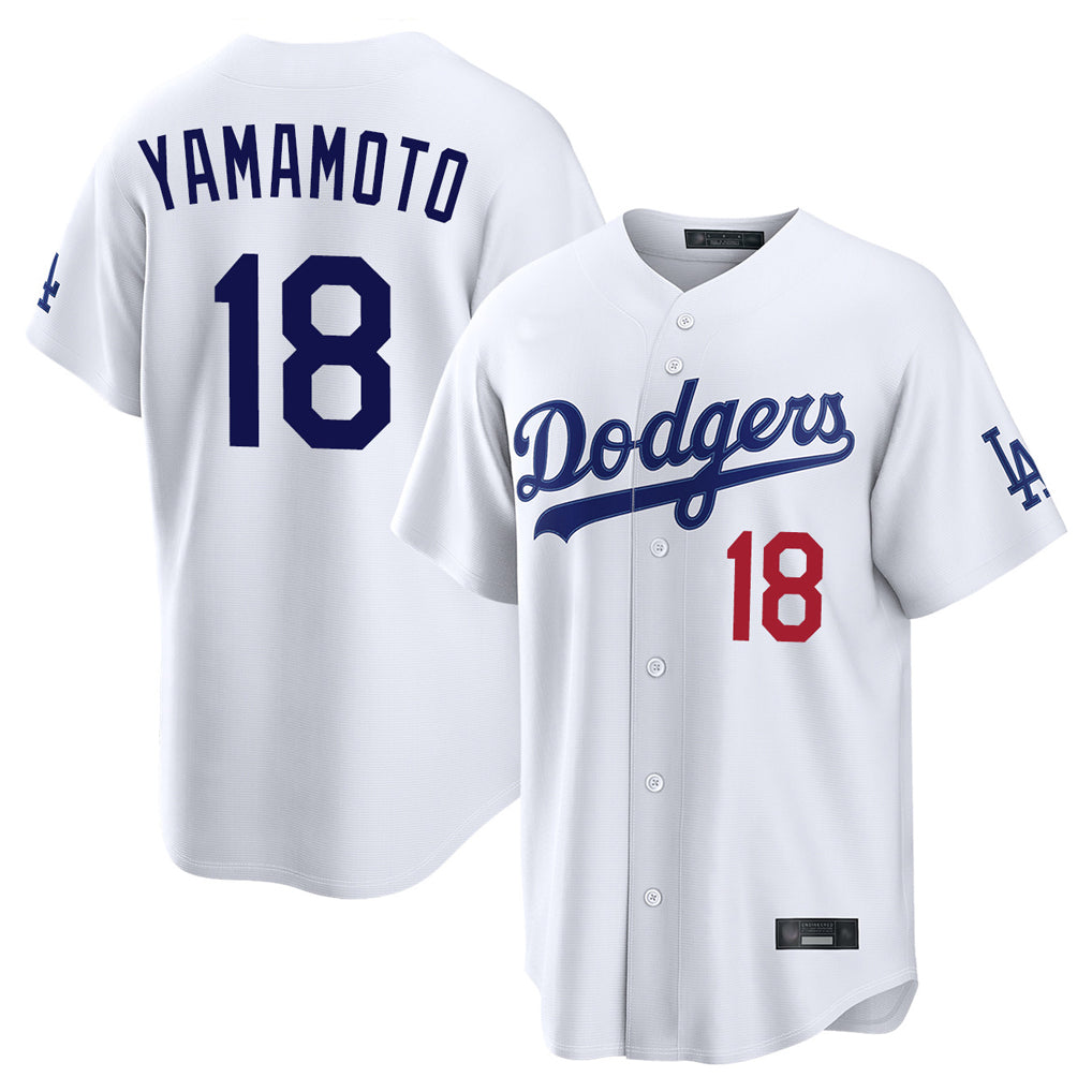 LA.Dodgers #18 Yoshinobu Yamamoto Player White Home Game Fdoa Stitched Jerseys