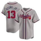 A.Braves #13 Ronald Acuna Jr Player Gray Limited Home Game Gdoa Stitched Jerseys