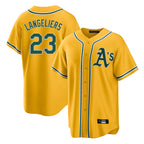 Athletics #23 Shea Langeliers Player Gold Alternate Home Game Gdoa Stitched Jerseys