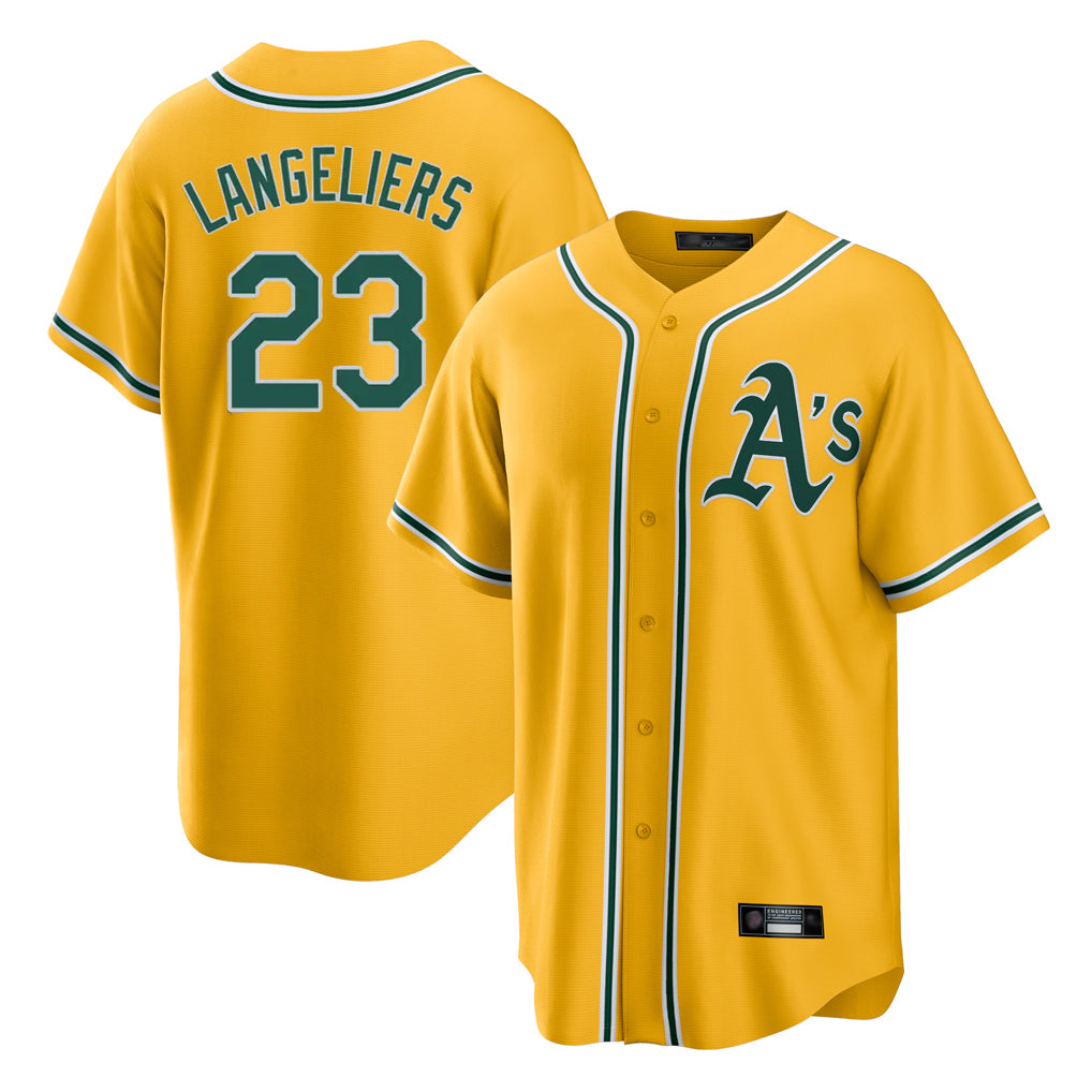 Athletics #23 Shea Langeliers Player Gold Alternate Home Game Gdoa Stitched Jerseys