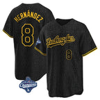LA.Dodgers #8 Enrique Hern¨¢ndez Player Black Gold World Series Meet Limited Home Fdoa Stitched Jerseys