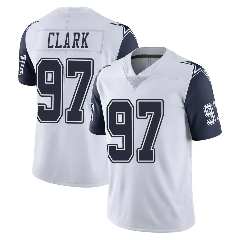 D.Cowboys #97 Kenny Clark Player White-Navy Limited Color Rush Vapor Untouchable Home Game Gdoa Stitched Jerseys