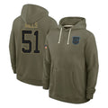 C.Panthers #51 Sam Mills Player Olive Salute to Service Hoodies Game Gdoa Stitched Jerseys