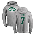 NY.Jets #7 Geno Smith Player Gray LOGO Pullover Hoodies Limited Game Gdoa Stitched Jerseys