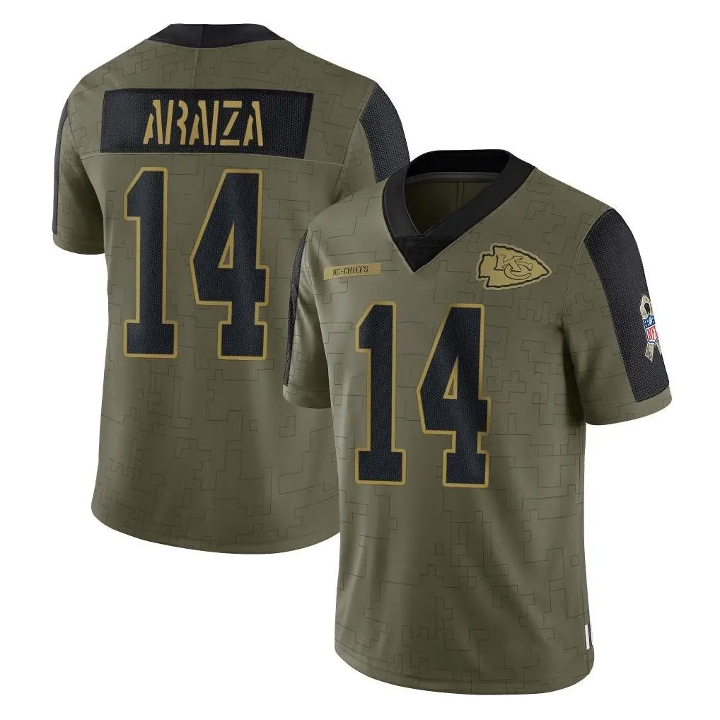 KC.Chiefs #14 Matt Araiza Player Olive Salute To Service Limited Game Gdoa Stitched Jerseys