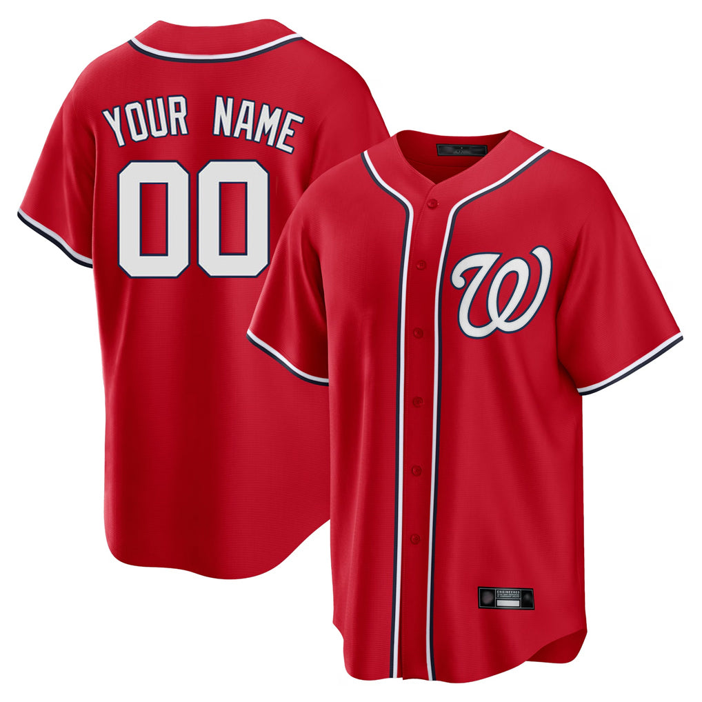 Custom W.Nationals Red Home Game Any Name & Number Gdoa Stitched Jerseys