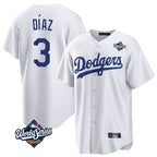 LA.Dodgers #3 Edwin D¨ªaz Player White World Series Meet Game Home Fdoa Stitched Jerseys