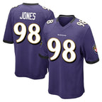 B.Ravens #98 Travis Jones Player Purple Color Rush Home Game Gdoa Stitched Jerseys