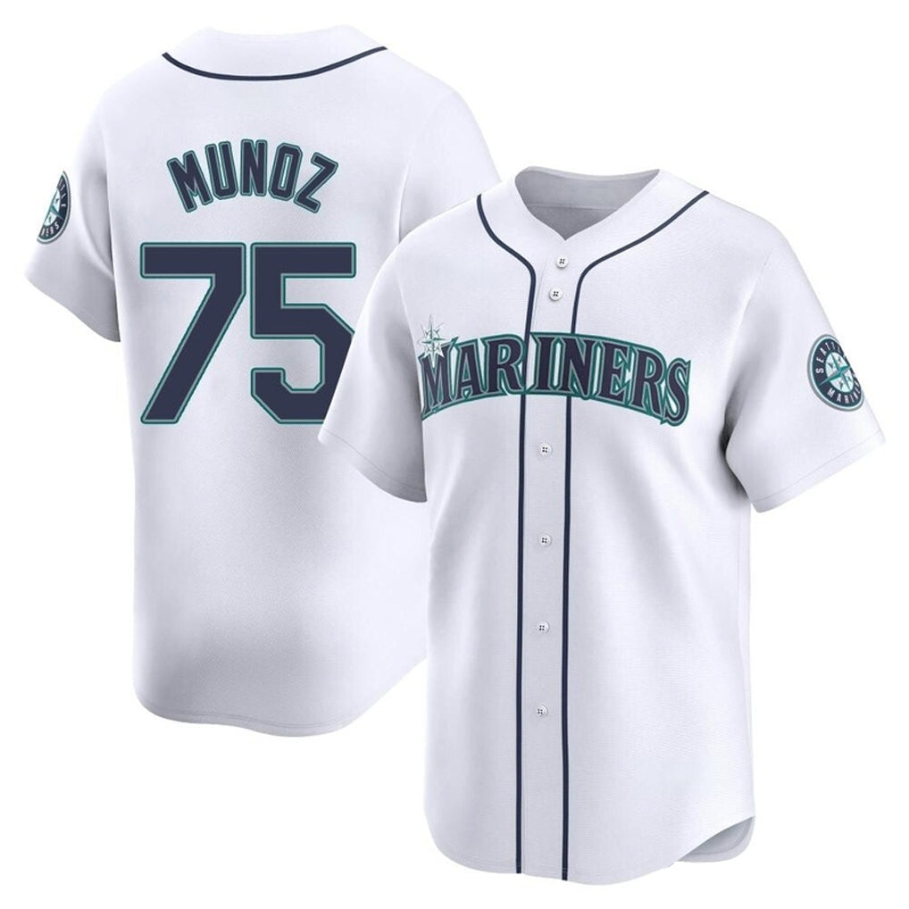 S.Mariners #75 Andres Munoz Player White Home Limited Fdoa Stitched Jerseys