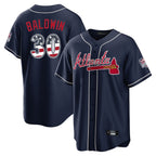 A.Braves #30 Drake Baldwin Player Navy USA 250 Fourth Of July Limited Home Game Gdoa Stitched Jerseys