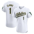 Athletics #1 Denzel Clarke Player White Limited Elite Home Game Gdoa Stitched Jerseys