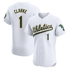 Athletics #1 Denzel Clarke Player White Limited Elite Home Game Gdoa Stitched Jerseys