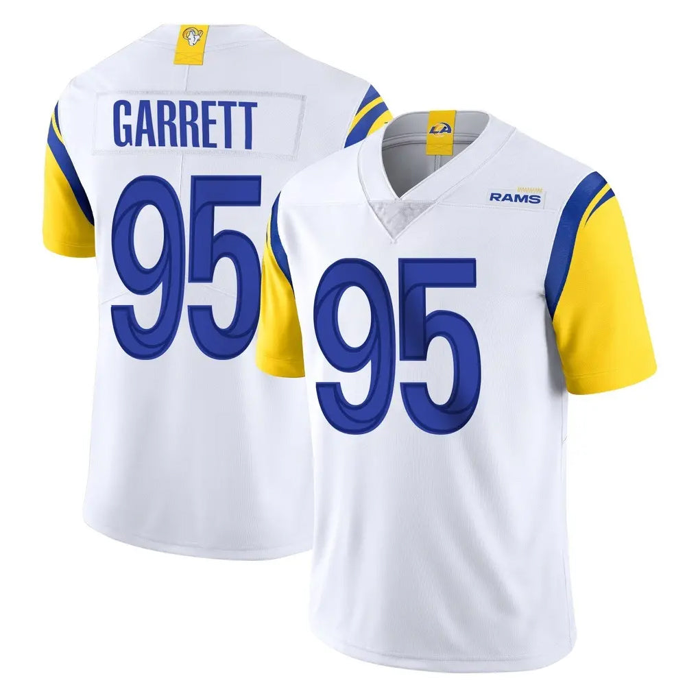 LA.Rams #95 Myles Garrett Player White Limited Vapor Untouchable Home Game Gdoa Stitched Jerseys