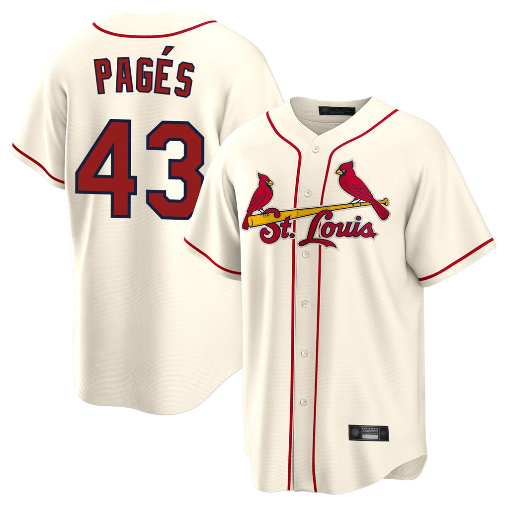 St. Louis Cardinals #43 Pedro Pages Player Cream Home Game Fdoa Stitched Jerseys