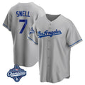 LA.Dodgers #7 Blake Snell Player Gray World Series Meet Road Game Fdoa Stitched Jerseys